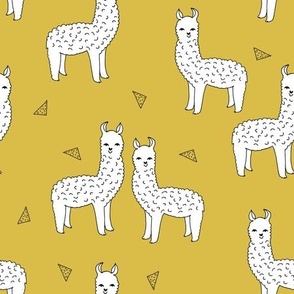 alpaca // mustard yellow alpaca fabric cute andrea lauren design llamas fabric nursery baby mustard yellow