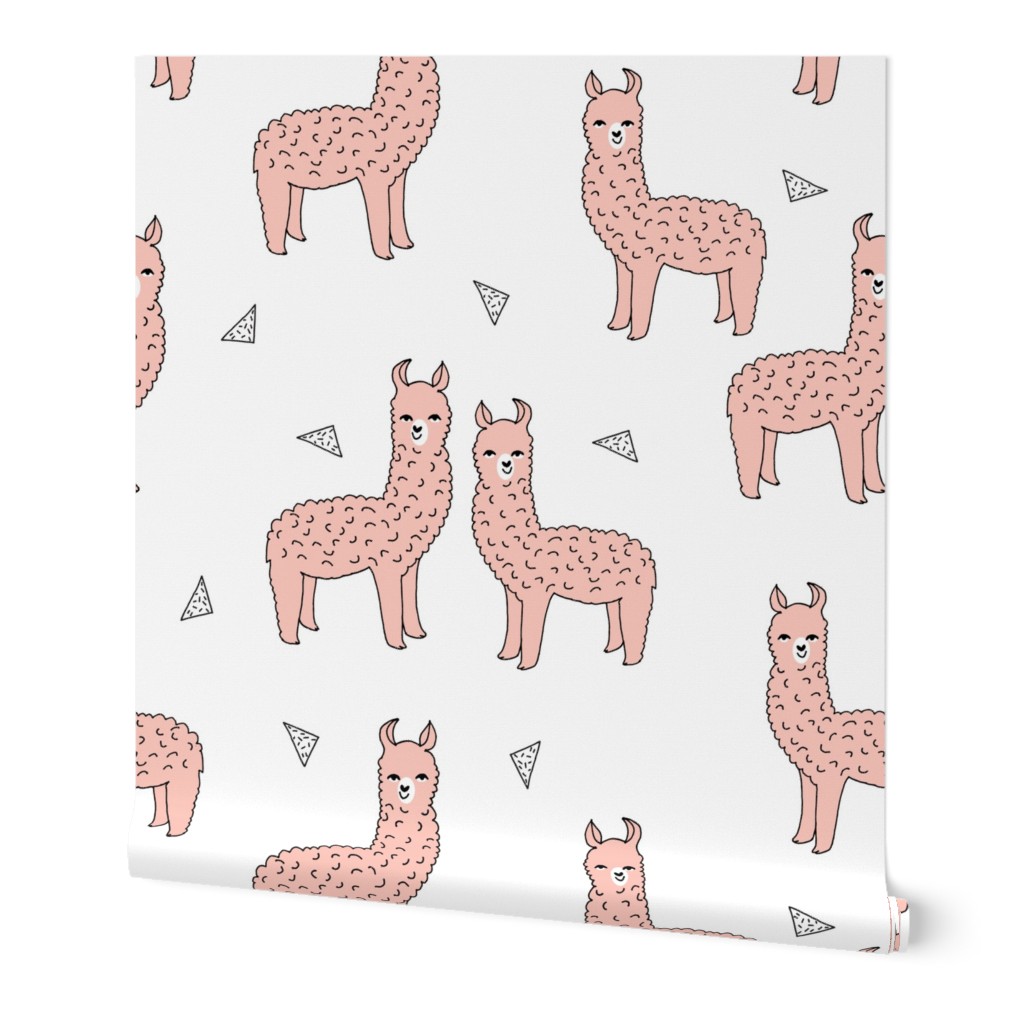 alpaca // pink alpaca fabric cute llama design best alpacas fabrics baby nursery fabric 