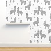 alpaca // grey alpaca llama fabric cute baby nursery design sweet llamas fabric 