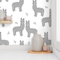 alpaca // grey alpaca llama fabric cute baby nursery design sweet llamas fabric 