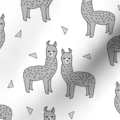 alpaca // grey alpaca llama fabric cute baby nursery design sweet llamas fabric 