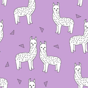 alpaca // purple and white alpaca llama fabric cute purple animals llamas design nursery baby