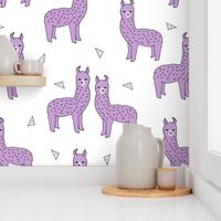 alpaca // purple lilac lavender llama fabric cute purple design nursery baby fabric print andrea lauren pattern andrea lauren fabric