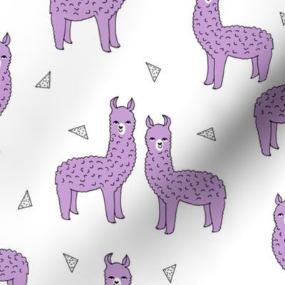 alpaca // purple lilac lavender llama fabric cute purple design nursery baby fabric print andrea lauren pattern andrea lauren fabric