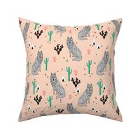 wolf // cactus desert fabric andrea lauren baby fabric design andrea lauren fabric