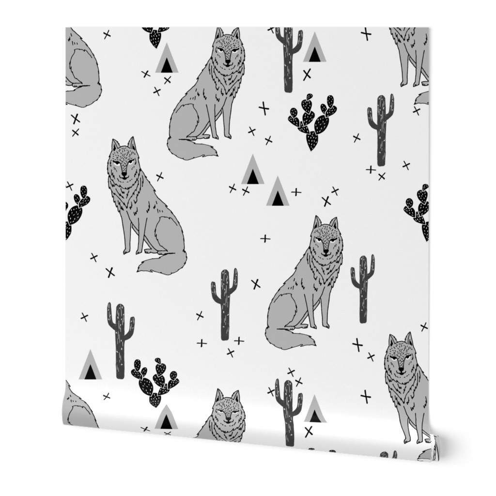 wolf // desert cactus fabric cactus tipi fabric andrea lauren fabric baby nursery 