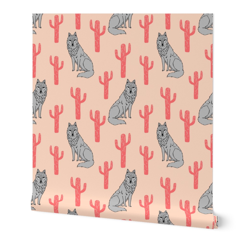 wolf cactus // blush fabric baby nursery andrea lauren fabric 