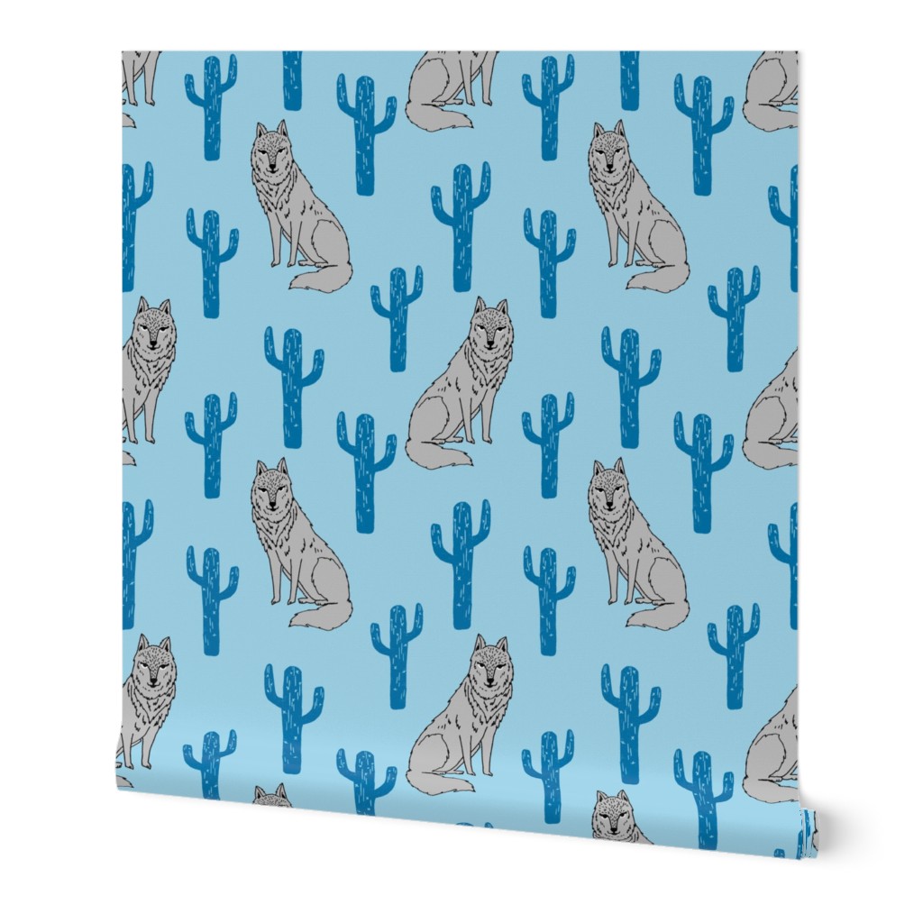 wolf and cactus // cactus desert fabric baby design andrea lauren fabric