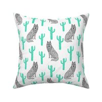 wolf and cactus // wolf cactus fabric desert kids baby nursery design