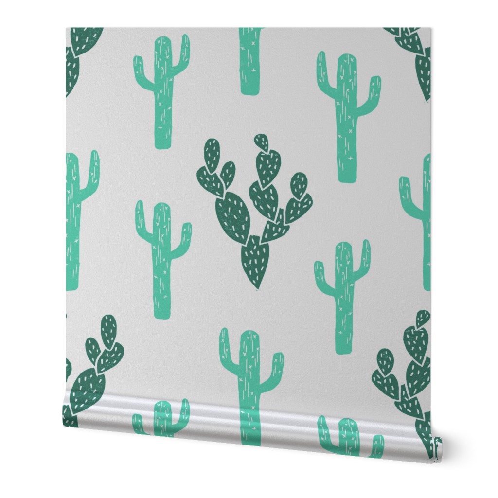 cactus // block print stamps linocut green kids summer