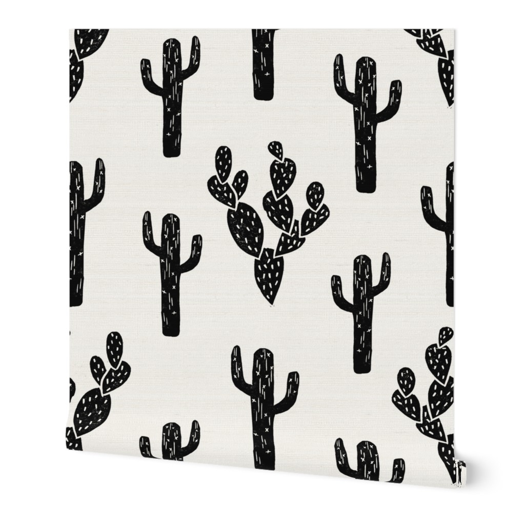 cactus // black and white block print stamps