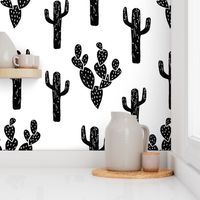 cactus // black and white block print stamps