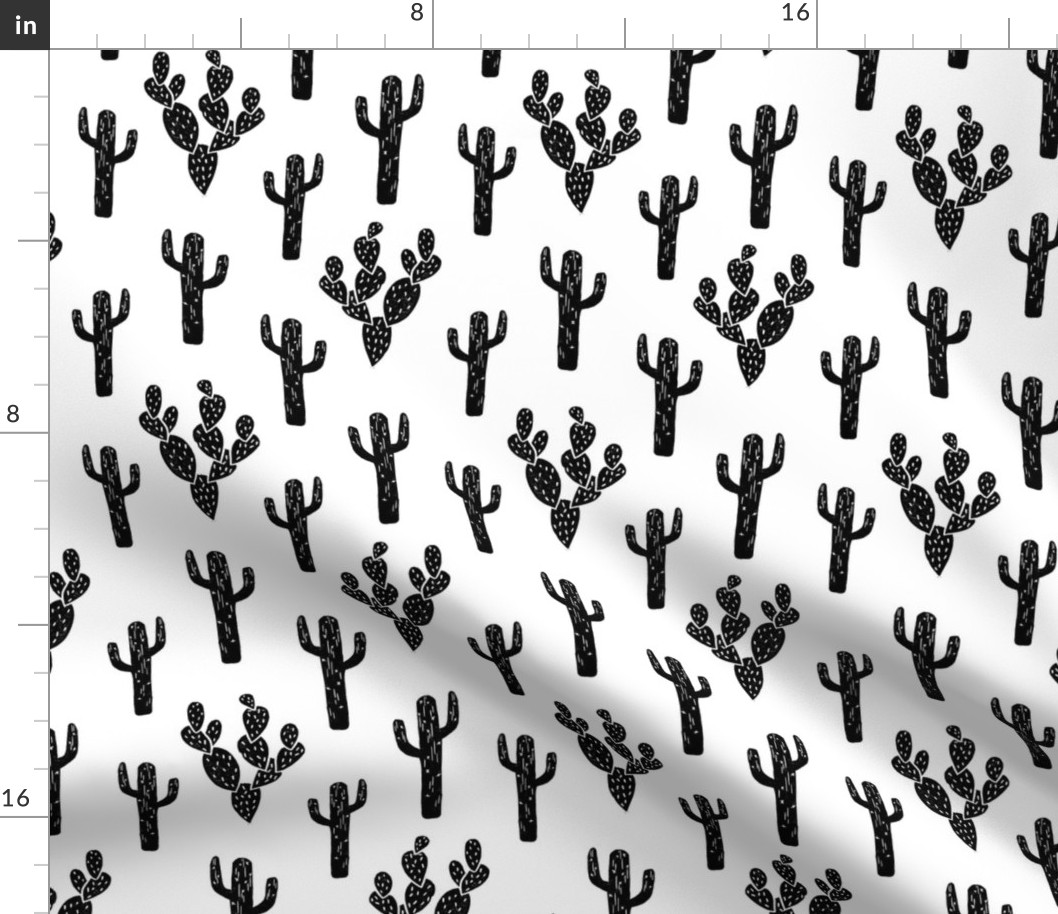 cactus // black and white block print stamps