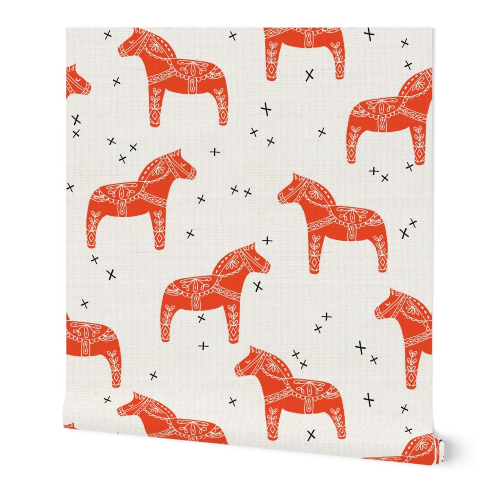 dala horse // red dala fabric swedish scandi design andrea lauren fabric