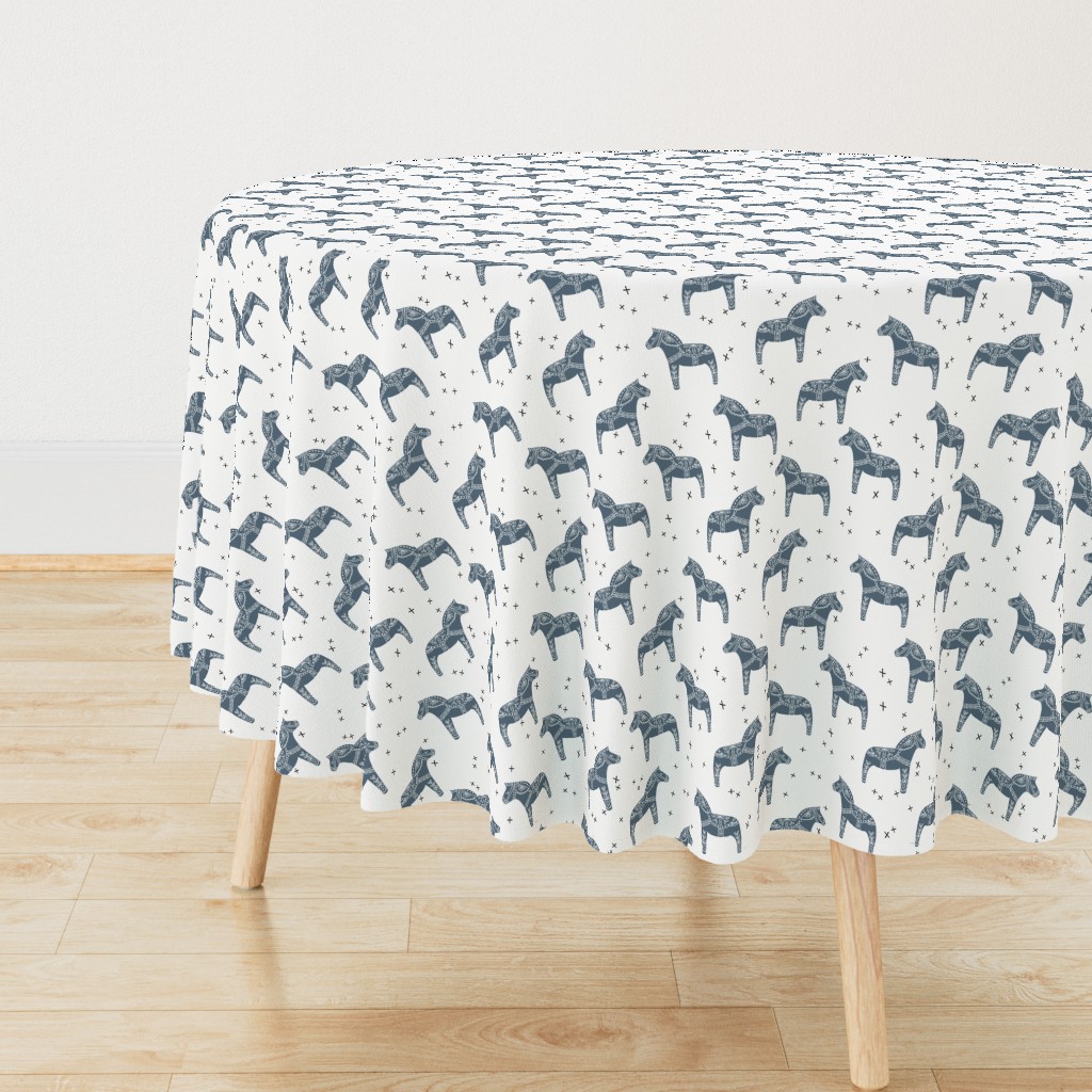 dala horse // blue grey dala horse illustration design scandi nordic fabric andrea lauren design 