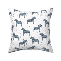 dala horse // blue grey dala horse illustration design scandi nordic fabric andrea lauren design 