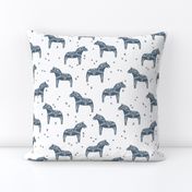 dala horse // blue grey dala horse illustration design scandi nordic fabric andrea lauren design 