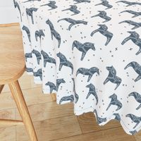 dala horse // blue grey dala horse illustration design scandi nordic fabric andrea lauren design 