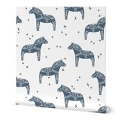 dala horse // blue grey dala horse illustration design scandi nordic fabric andrea lauren design 