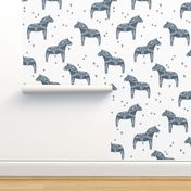 dala horse // blue grey dala horse illustration design scandi nordic fabric andrea lauren design 