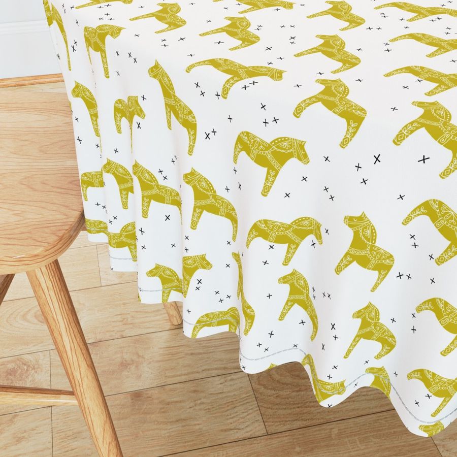 dala horse // scandi dala horse fabric golden rod bright yellow fabric