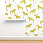 dala horse // scandi dala horse fabric golden rod bright yellow fabric