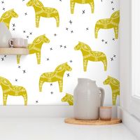 dala horse // scandi dala horse fabric golden rod bright yellow fabric