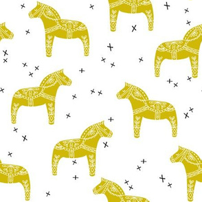 dala horse // scandi dala horse fabric golden rod bright yellow fabric
