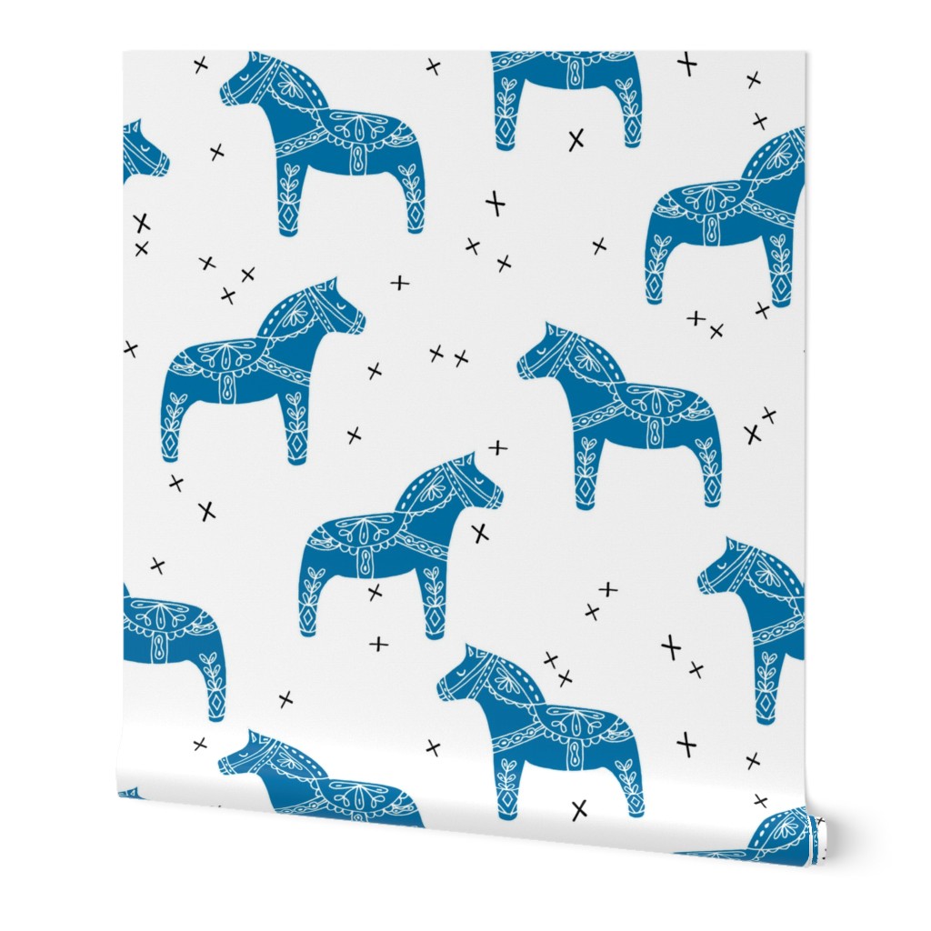 dala horse // swedish horse fabric sweden fabric andrea lauren design folk illustration