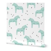 dala horse // aqua mint dala scandi fabric andrea lauren baby nursery design
