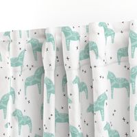 dala horse // aqua mint dala scandi fabric andrea lauren baby nursery design