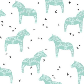 dala horse // aqua mint dala scandi fabric andrea lauren baby nursery design