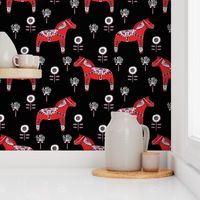 folk dala horse // dala horse florals scandi design andrea lauren fabric