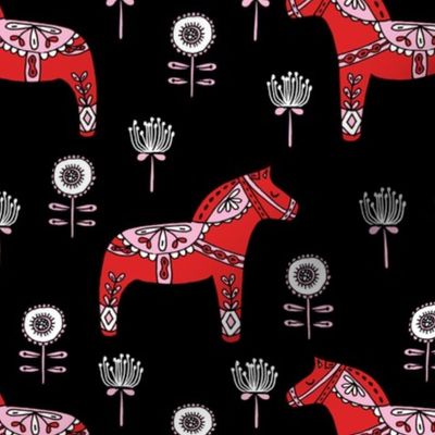 folk dala horse // dala horse florals scandi design andrea lauren fabric
