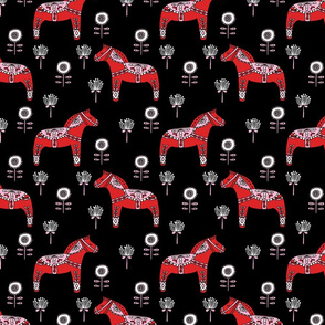 folk dala horse // dala horse florals scandi design andrea lauren fabric