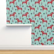 folk dala // floral dala horse fabric folk style illustration andrea lauren fabric andrea lauren design