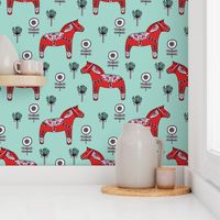 folk dala // floral dala horse fabric folk style illustration andrea lauren fabric andrea lauren design