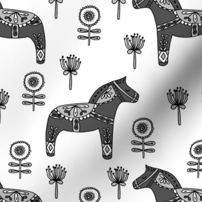 folk dala // floral dala horse fabric flowers scandi design scandinavian nordic dala horse fabric best swedish fabrics