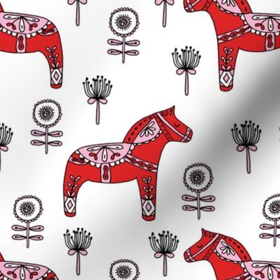 folk dala // dala horse folk style illustration nordic swedish andrea lauren fabric