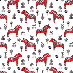 folk dala // dala horse folk style illustration nordic swedish andrea lauren fabric