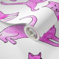 cat // watercolor pink painted cute cats paint cats girls