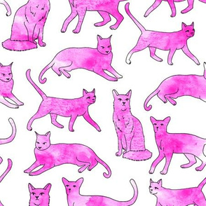 cat // watercolor pink painted cute cats paint cats girls