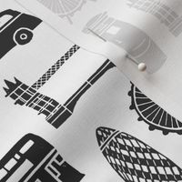 London Block Print - Black & White Minimal,  Scandi, Monochrome by Andrea Lauren