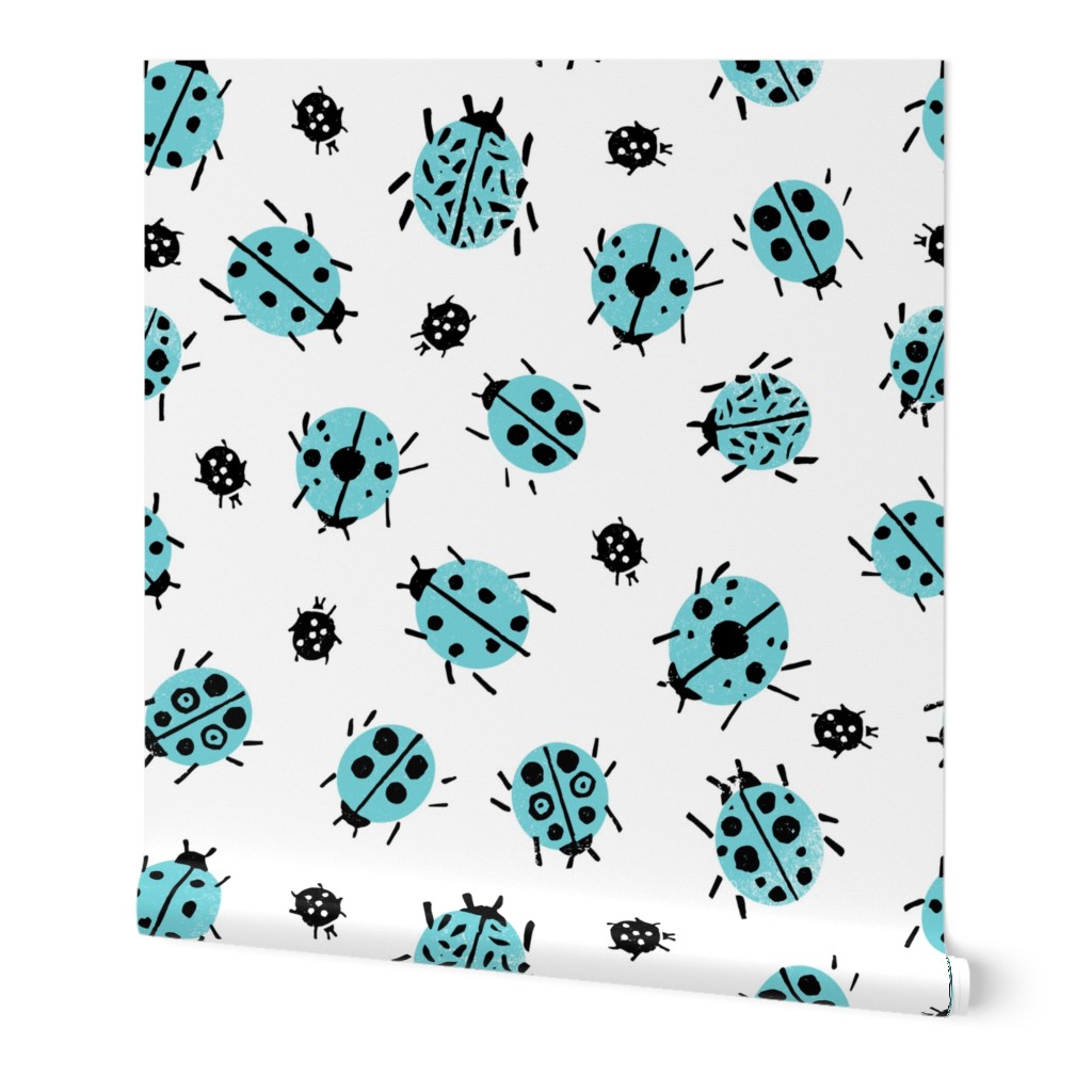 Ladybugs - Aqua/White by Andrea Lauren