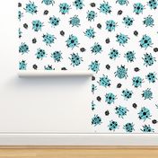 Ladybugs - Aqua/White by Andrea Lauren