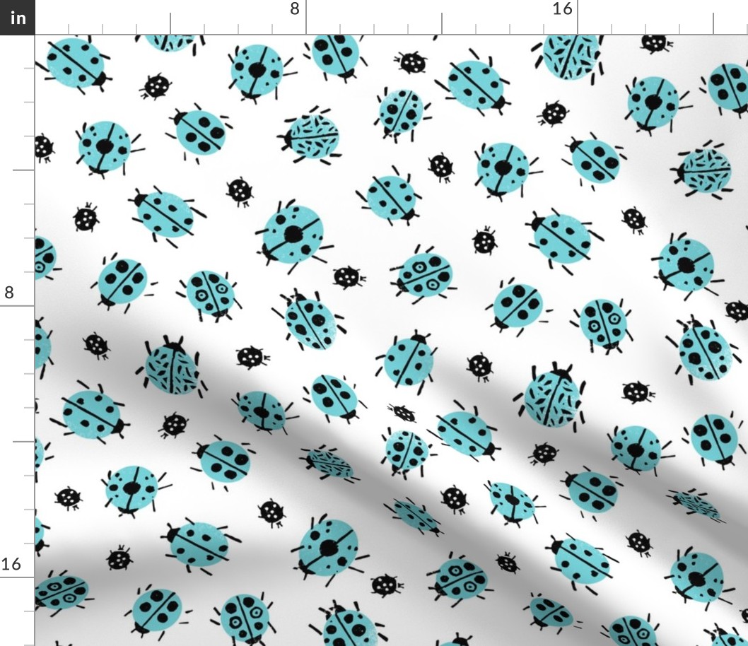 Ladybugs - Aqua/White by Andrea Lauren