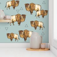 Buffalo + Triangles on Blue