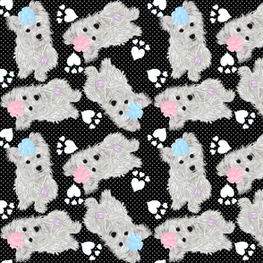 Westie - Tiling Westie Swiss Black Dot