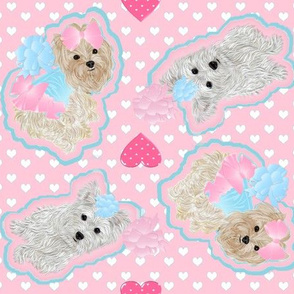 Yorkie Pink -  Hearts Galore