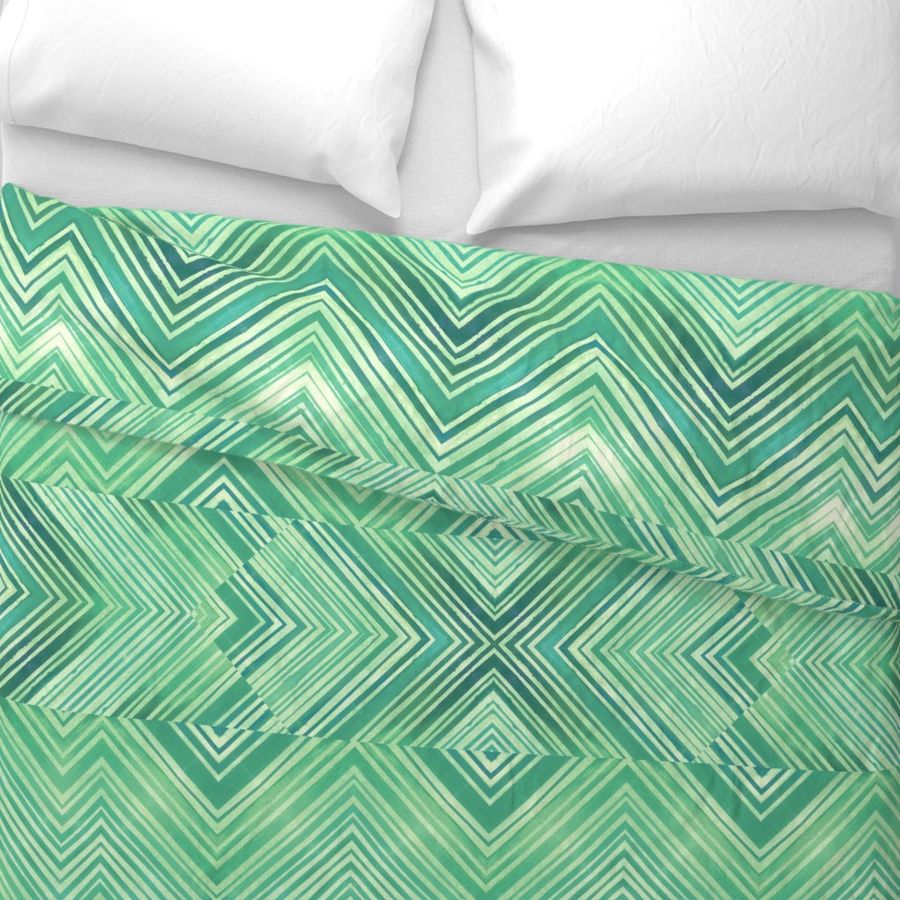 Watercolor Chevrons Green